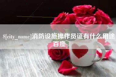 龙海消防设施操作员证有什么用途百度